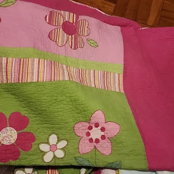 [Item 55] 100% quilt with sham Queen size reversible- girls